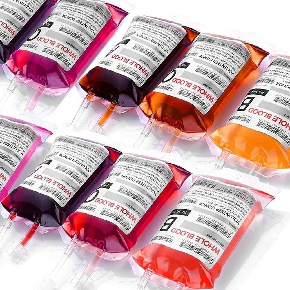 Blood Bags for Drinks, Live Blood of Theme Parties 350ML x 10 IV Bags with Syrin